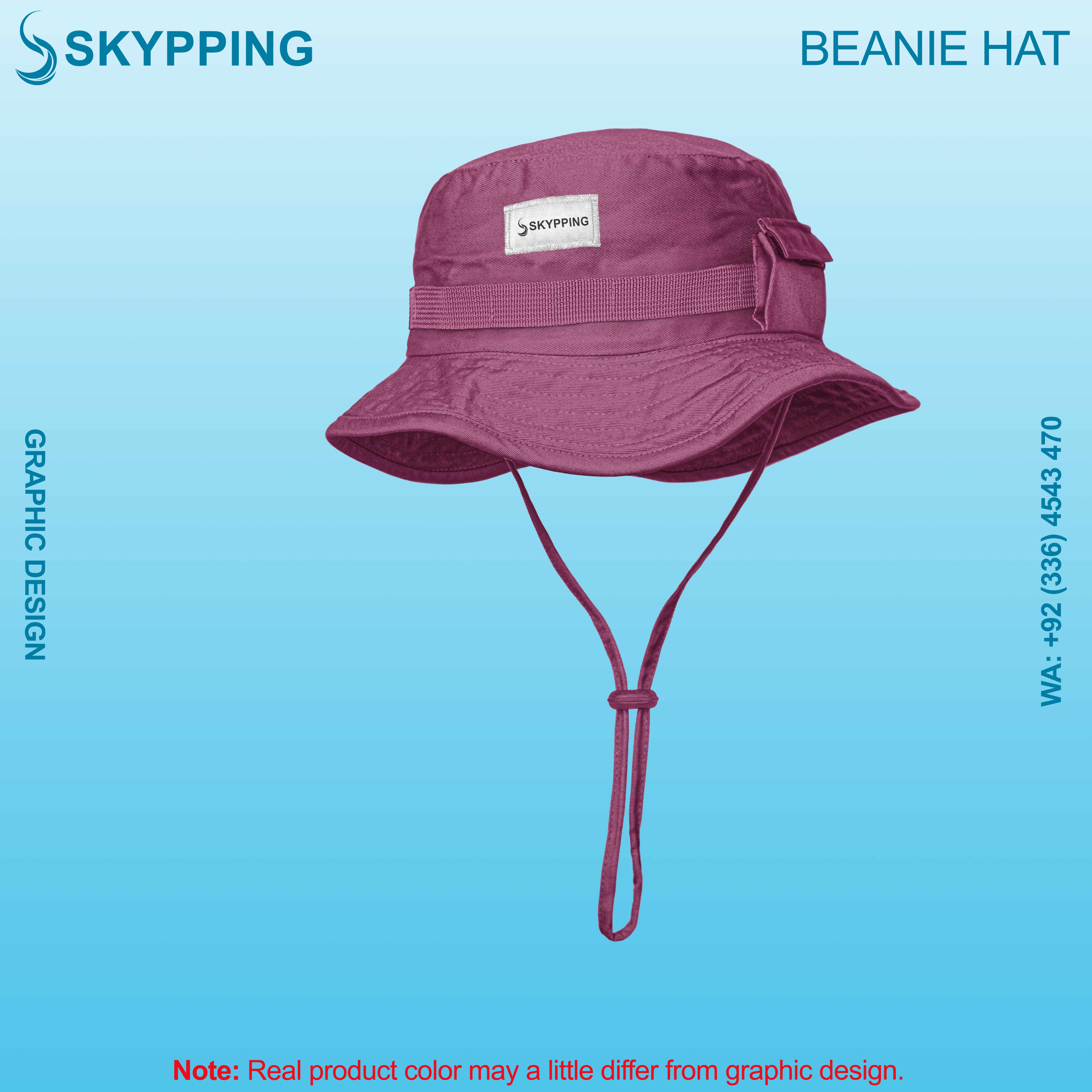 Boonie Hat - Bucket Hat with strip and a side pocket
